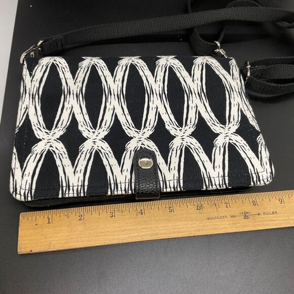 Thirty-One Double Up Crossbody Black Links Black & White Detachable Strap EUC - Picture 3 of 15